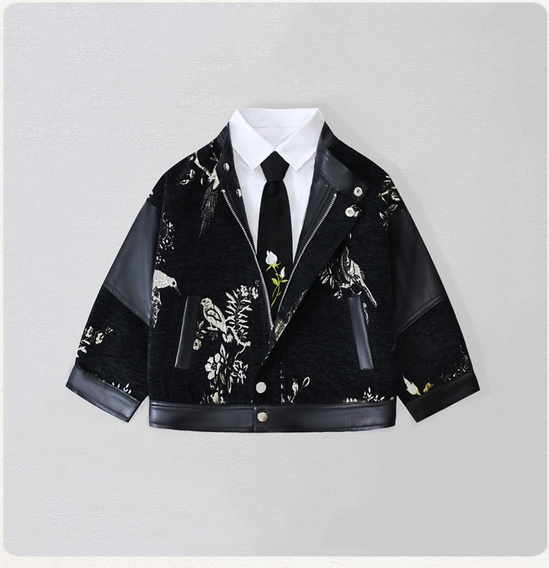 Photography Year - Chaqueta de cuero Pu con bordado